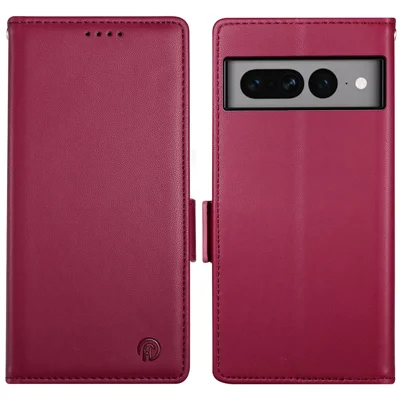 DF-010 For Google Pixel 7 Pro 5G Case Wallet Leather Phone Cover Flip Stand View Magnetic Protect - Wine Red