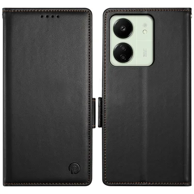 DF-010 For Xiaomi Redmi 13C 4G / 13C 5G / Poco C65 4G / Poco M6 5G / 13R 5G Case Card Holder Leather Stand Phone Cover - Black