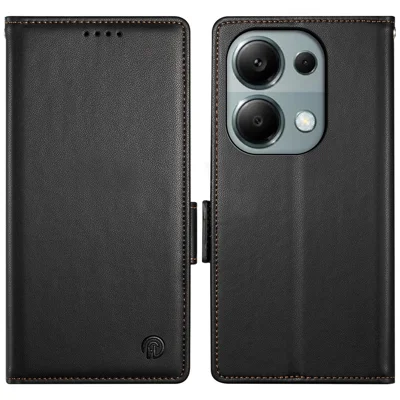 DF-010 For Xiaomi Redmi Note 13 Pro 4G / Poco M6 Pro 4G Case Folio Stand Leather Phone Cover - Black