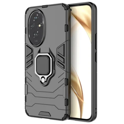 For Honor 200 5G Case with Rotatable Ring Holder PC+TPU Protective Phone Cover - Black