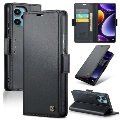 CASEME 023 Series For Xiaomi Poco F5 5G / Redmi Note 12 Turbo Case Wallet Leather Phone Cover - Black
