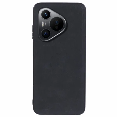 Til Huawei Pura 70 Etui med Retrostruktur, PU-læderbelagt PC+TPU Hybride Håndholdt Beskyttelse - Sort
