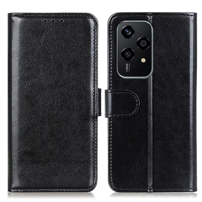 For Honor 200 Lite Case PU Leather Wallet Phone Cover Crazy Horse Texture - Black