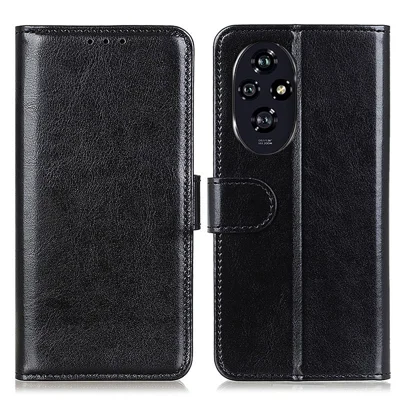 For Honor 200 Pro 5G Case PU Leather Phone Wallet Cover Crazy Horse Texture - Black