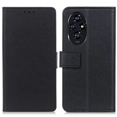 For Honor 200 5G Case PU Leather Wallet Phone Cover with Magnetic Clasp - Black