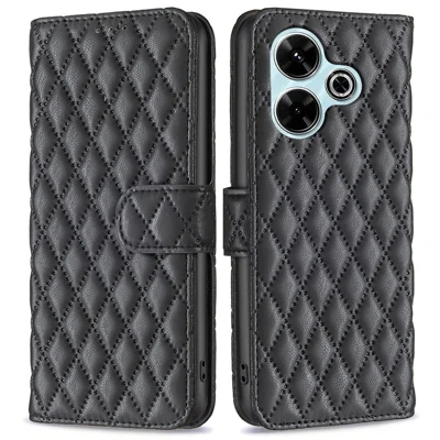 BINFEN COLOR BF Style-14 For Xiaomi Redmi 13 5G / 13 4G / Poco M6 4G Leather Case Wallet Phone Cover - Black