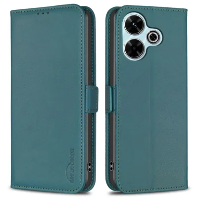 BINFEN COLOR BF31 For Xiaomi Redmi 13 5G / 13 4G / Poco M6 4G Case PU Leather Phone Wallet Cover - Green