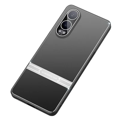 For OnePlus Nord CE4 Lite 5G / Oppo K12x 5G (China) Cell Phone Case Metal+PC+TPU Anti-Scratch Matte Back Cover - Black+Silver