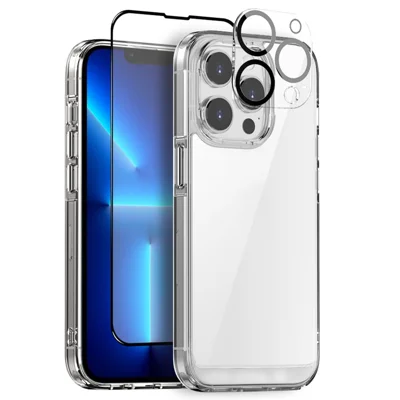 NORTHJO For iPhone 13 Pro Case PC+TPU Phone Cover + Screen Protector + Camera Lens Protector Shockproof Protection
