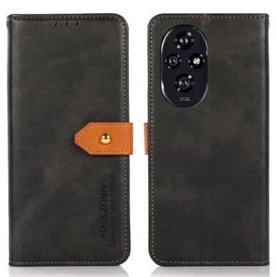 KHAZNEH For Honor 200 Pro 5G Case PU Leather Phone Cover Stand View Magnetic Clasp Protect - Black