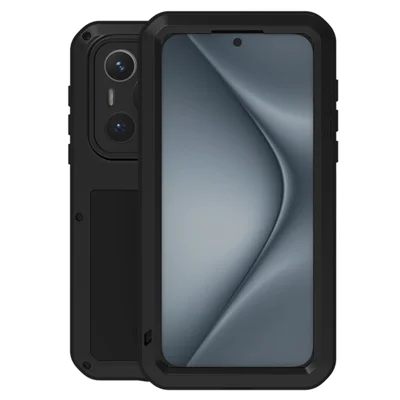 LOVE MEI For Huawei Pura 70 Pro / Pura 70 Pro+ Case Metal+Silicone Phone Cover without Screen Film - Black