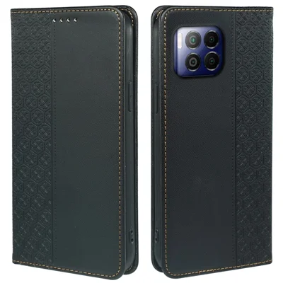 For T-Mobile REVVL 7 Pro / T Phone 2 Pro Case Leather Phone Cover Four-leaf Clover Imprinted - Black