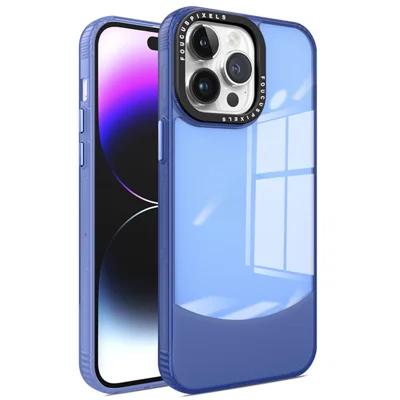 For iPhone 14 Pro Max Case Dual Color TPU Phone Cover Anti-Scratch Clear Back - Navy Blue