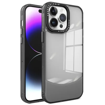For iPhone 15 Pro Max Case Dual Color Splicing Clear Back TPU Phone Cover - Black