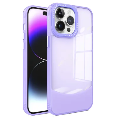 For iPhone 15 Pro Case Dual Color Soft TPU Transparent Back Phone Cover - Dark Purple