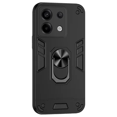 For Xiaomi Redmi Note 13 5G Case Kickstand Hard PC Soft TPU Phone Cover - Black