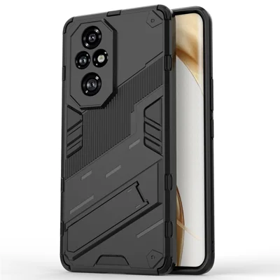 Fodral till Honor 200 Pro 5G Dolt kickstand PC+TPU skyddande mobilhölse - Svart