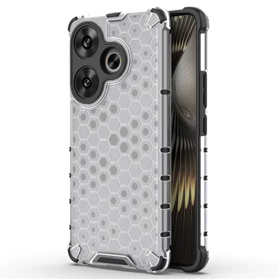For Xiaomi Redmi Turbo 3 5G / Poco F6 5G Case Drop Protection Honeycomb PC+TPU Phone Cover - Grey