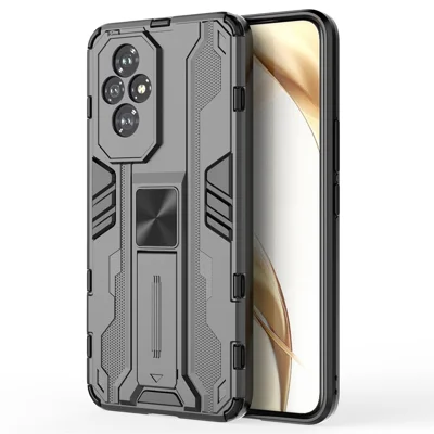 For Honor 200 5G Case PC + TPU Shockproof Phone Cover with Kickstand - Black