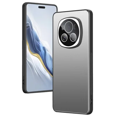 For Honor Magic6 5G Case PC+TPU Anti-drop Matte Phone Cover with Tempered Glass Lens Cover - Grey