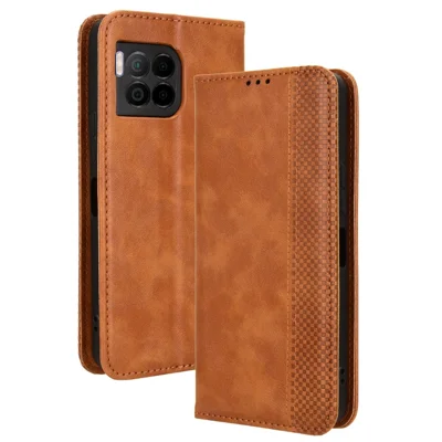 For T-Mobile REVVL 7 Pro / T Phone 2 Pro Case Magnetic Closing Retro Leather Phone Cover - Brown