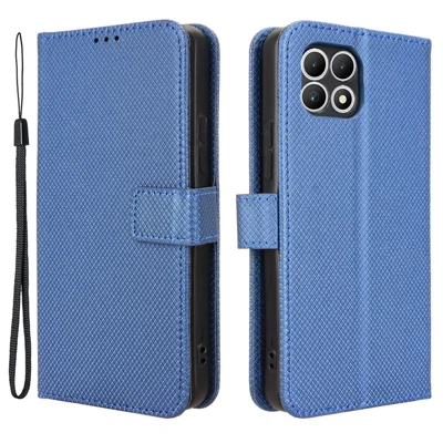 For T-Mobile REVVL 7 / T Phone 2 5G Case Leather Stand Wallet Phone Cover Diamond Texture - Blue