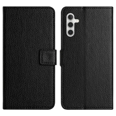 For Samsung Galaxy S24 FE Case Wallet Litchi Texture Leather Phone Cover - Black