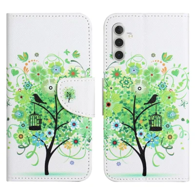 For Samsung Galaxy S24 FE Wallet Case Pattern Printing Leather Phone Cover - Green Tree
