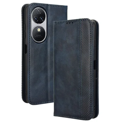For Oukitel C38 Case Retro Leather Phone Cover Wallet Magnetic Absorption Protection - Blue
