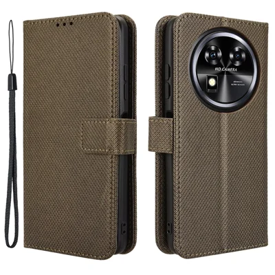 For Oukitel C37 Case Diamond Texture Leather Phone Cover TPU Interior Shell - Brown