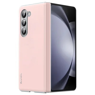 SULADA For Samsung Galaxy Z Fold5 5G Magnetic Case Hinge Protection Leather+PC Phone Cover - Pink