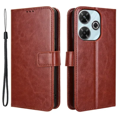 For Xiaomi Redmi 13 5G / 13 4G / Note 13R 5G / Poco M6 4G Case PU Leather Mobile Phone Cover - Brown