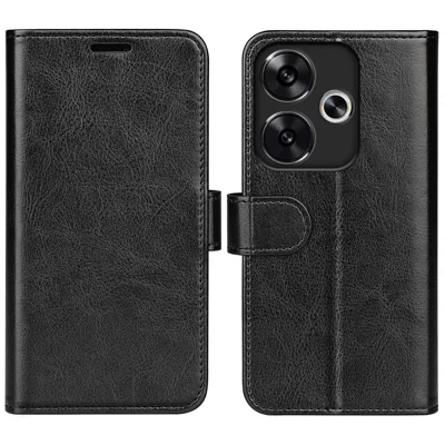 For Xiaomi Redmi Turbo 3 5G / Poco F6 5G Case Crazy Horse Texture Leather Phone Cover - Black