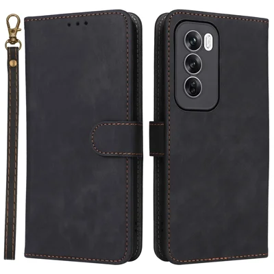 For Oppo Reno12 Pro 5G (Global) Case RFID Blocking Card Slots PU Leather Wallet Phone Cover - Black