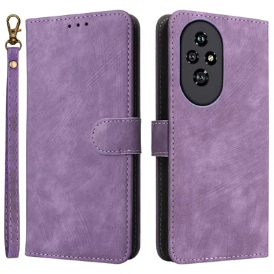 For Honor 200 5G Case PU Leather RFID Blocking Card Slots Wallet Phone Cover - Purple