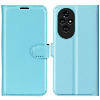 For Honor 200 5G Wallet Case Litchi Texture PU Leather Phone Cover Folio Flip - Blue