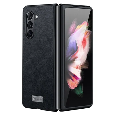 SULADA For Samsung Galaxy Z Fold6 5G Case PU Leather Coated TPU+PC Folding Phone Cover - Black