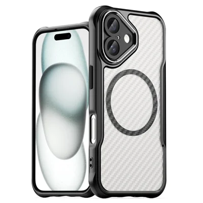 Til iPhone 16 Case Kompatibel med MagSafe TPU+PC Drop-sikker Telefonbeskyttelse - Sort