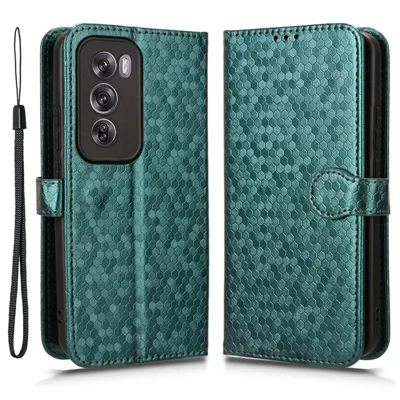 For Oppo Reno12 5G (Global) Case Dot Pattern Anti-Scratch PU Leather Phone Cover - Green