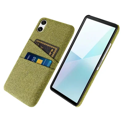For Sony Xperia 10 VI Case Cloth Fabric + Hard PC Phone Cover with Dual Card Slots Anti-Fingerprint - Yellow