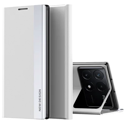 For Xiaomi Poco F6 Pro 5G / Redmi K70 5G / K70 Pro 5G Stand Case Anti-Scratch Leather Phone Cover - White