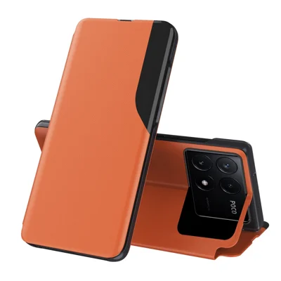 For Xiaomi Poco F6 Pro 5G / Redmi K70 5G / K70 Pro 5G Phone Case Folio Flip PU Leather Stand Cover - Orange