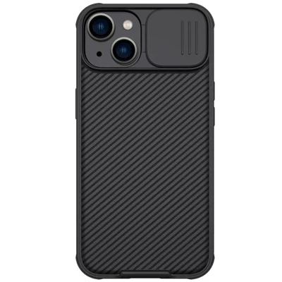 NILLKIN Seria CamShield Pro dla iPhone'a 14 / iPhone'a 13, obudowa z przesuwaną osłoną aparatu, antywypadkowa hybrydowa pokrywa tylna TPU + PC - Czarny
