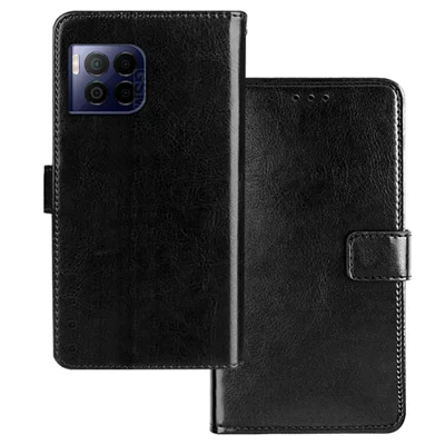IDEWEI for T-Mobile REVVL 7 Pro / T Phone 2 Pro 5G Case Flip Leather Phone Cover Crazy Horse Texture - Black