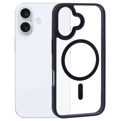 For iPhone 16 Plus Case Drop-proof PC+TPU Phone Cover Compatible with MagSafe - Black