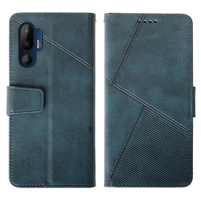 IDEWEI For HTC U24 Pro 5G Case Wallet Stand Calf Texture Leather Phone Cover - Blue