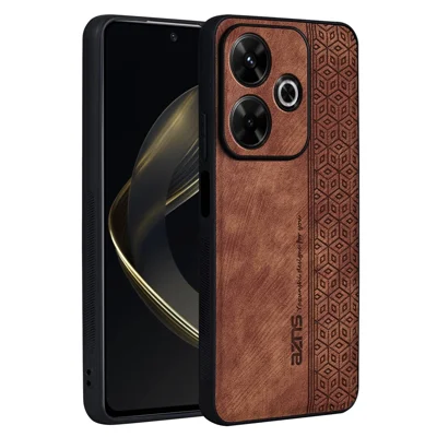 AZNS For Xiaomi Redmi 13 5G / 13 4G / Note 13R 5G Case Non-Slip Leather+TPU Phone Cover - Brown