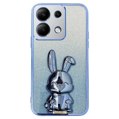 For Xiaomi Redmi Note 13 Pro 4G / Poco M6 Pro 4G Case PC+TPU Phone Cover Glitter Cartoon Rabbit - Blue