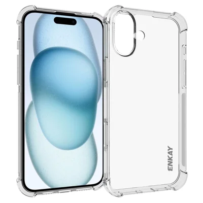ENKAY HAT PRINCE For iPhone 16 Plus Clear Case Anti-Drop Corners Protection TPU Phone Cover