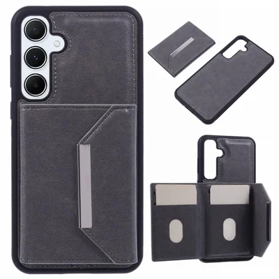For Samsung Galaxy A55 5G Case Detachable Leather + TPU Phone Cover Card Holder - Grey